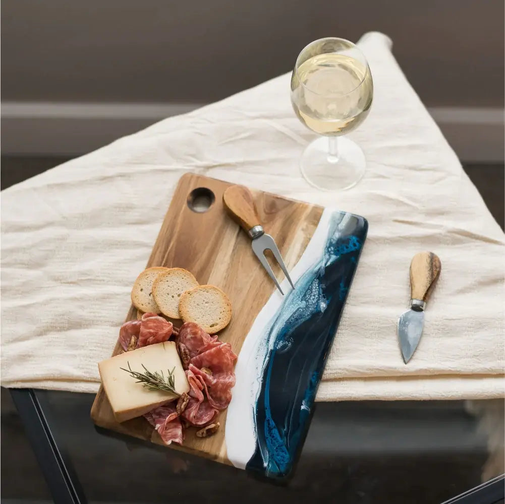 cheeseboard - acacia wood + resin - small by lynn & liana serveware