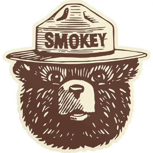 sticker - vinyl - smokey bear logo by the landmark project