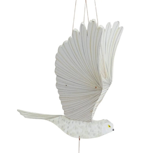 mobile - flying - snowy owl by tulia's artisan gallery