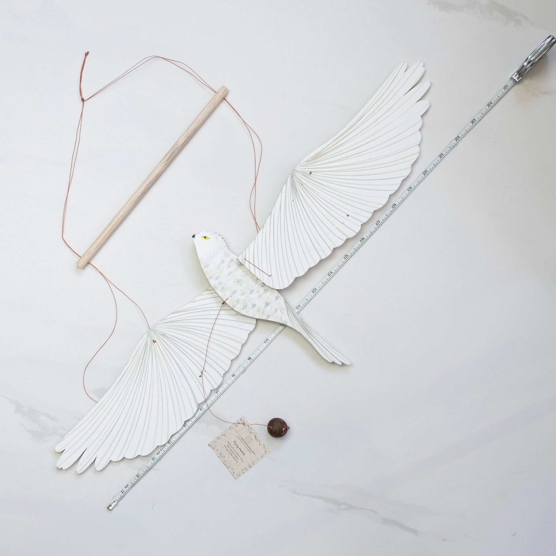 mobile - flying - snowy owl by tulia's artisan gallery