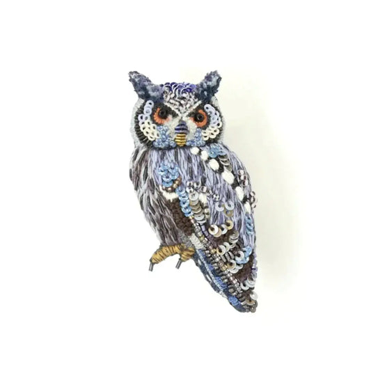 brooch pin - southern white faced owl by trovelore