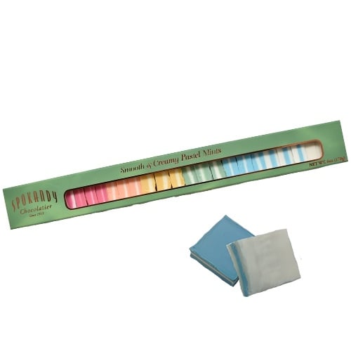 pastel mints - tube box by spokandy chocolatier