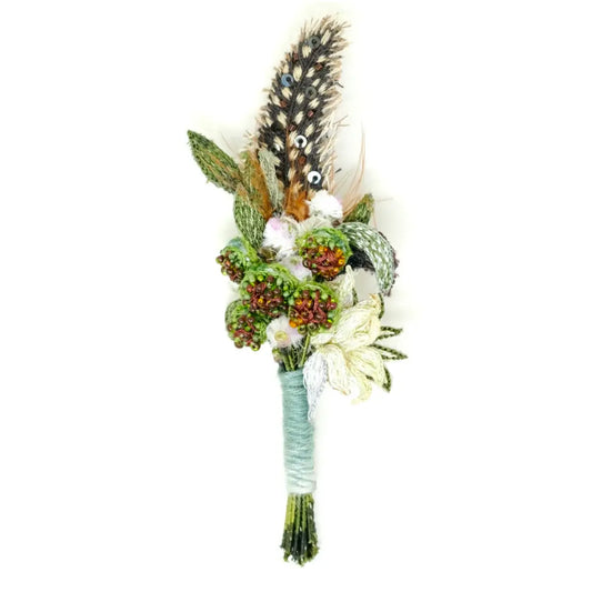 brooch pin - spotted feather boutonniere by trovelore