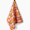 tea towel - microfiber - spring check (floral diamond) by geometry house