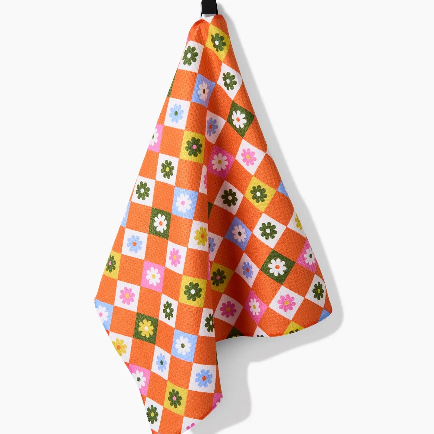 tea towel - microfiber - spring check (floral diamond) by geometry house