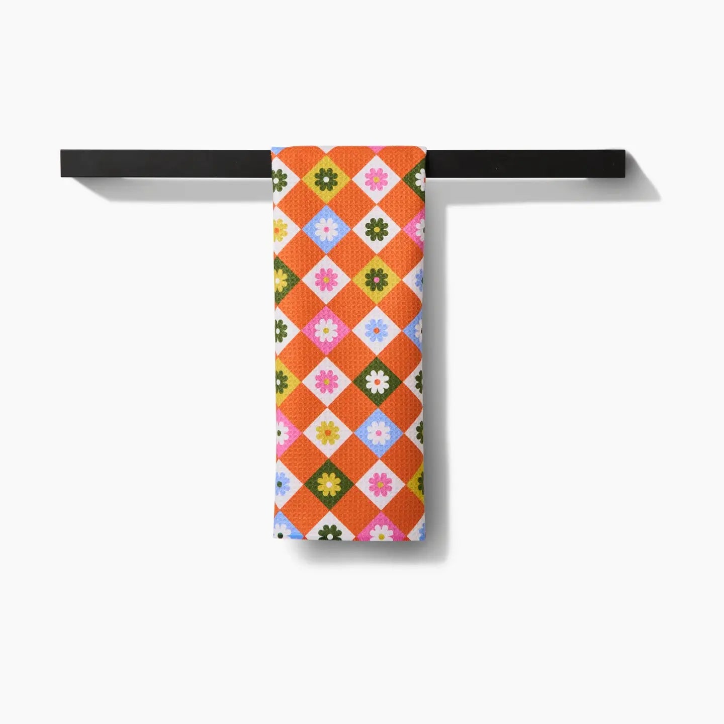 tea towel - microfiber - spring check (floral diamond) by geometry house