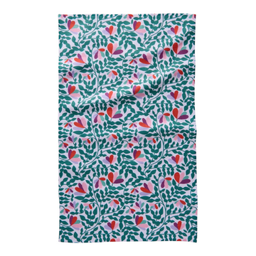tea towel - microfiber - spring wavy leaves by geometry house