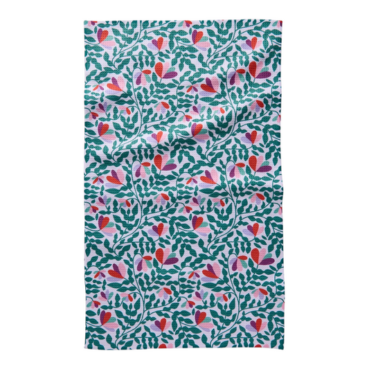 tea towel - microfiber - spring wavy leaves by geometry house