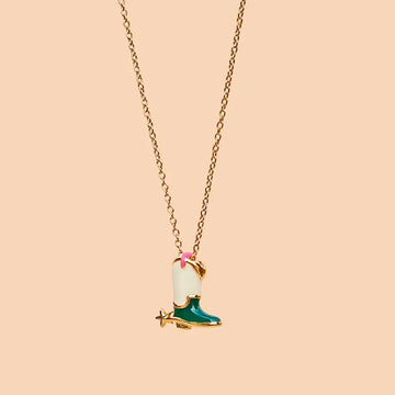 necklace - boot & spur - 18kgp enamel by peter and june