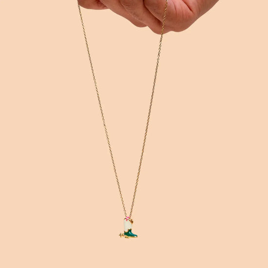 necklace - boot & spur - 18kgp enamel by peter and june