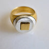 ring - square signet - bronze band/sterling top by montestruque