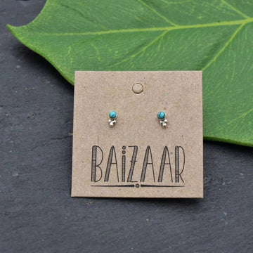 earrings - turquoise stone studs - sterling silver by baizaar