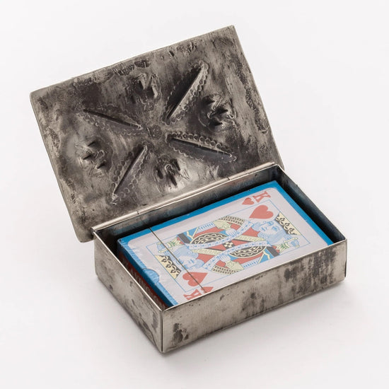 box - stamped silver "repousse" - turquoise corners by j. alexander rustic silver