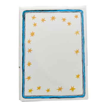 notecards - star & ribbon - blue frame - box set of 8 by parcel
