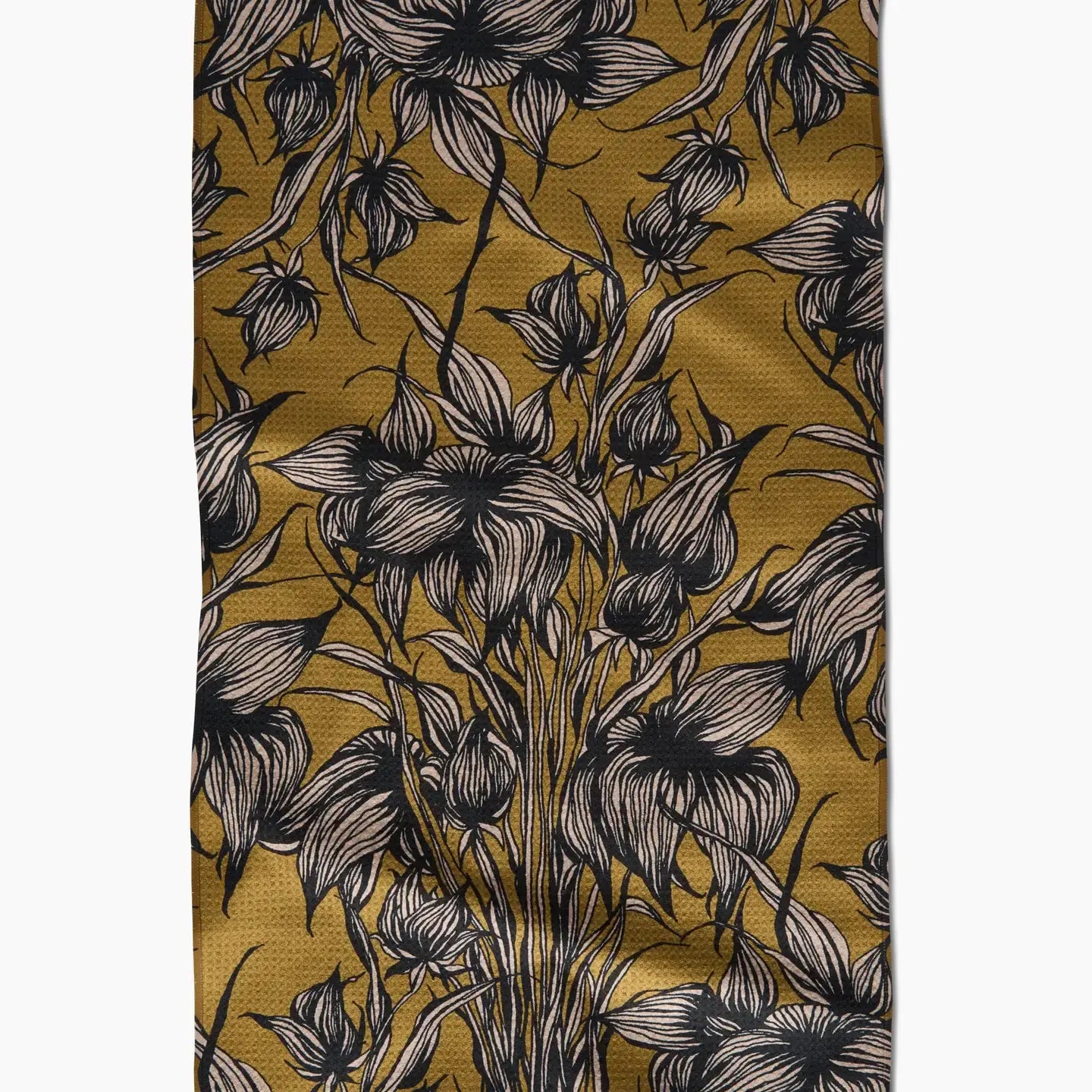 tea towel - microfiber - stay saffron (gold/black) by geometry house