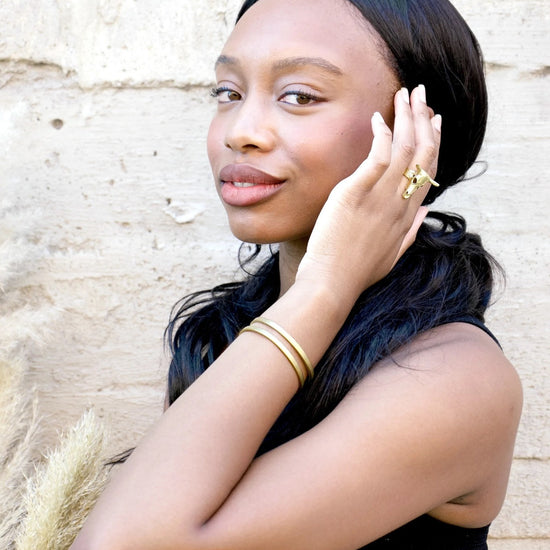 bracelet cuff - raw brass adjustable - "hannah" by peter and june