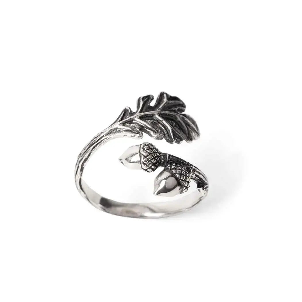 ring - adjustable oak & acorn - sterling silver by nina designs
