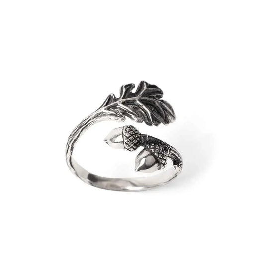 ring - adjustable oak & acorn - sterling silver by nina designs