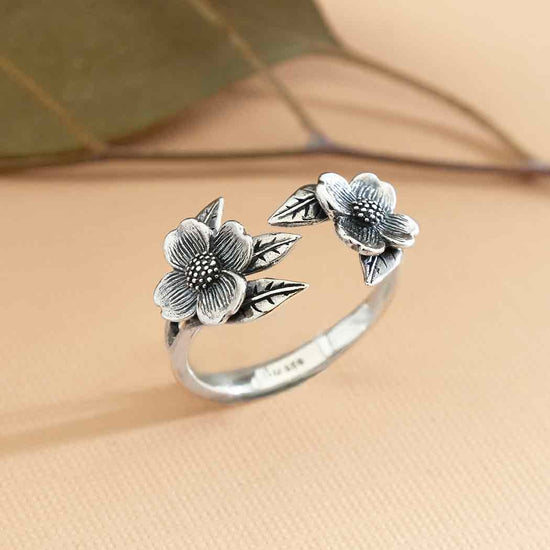 ring - dogwood 2-flower adjustable by nina designs