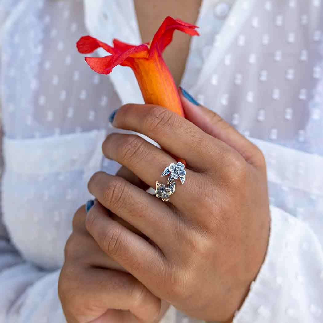 ring - dogwood 2-flower adjustable by nina designs