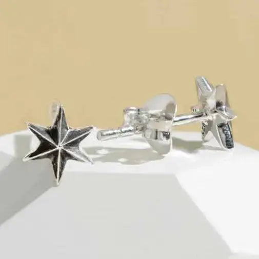 earrings - six pointed star stud - sterling silver by nina designs