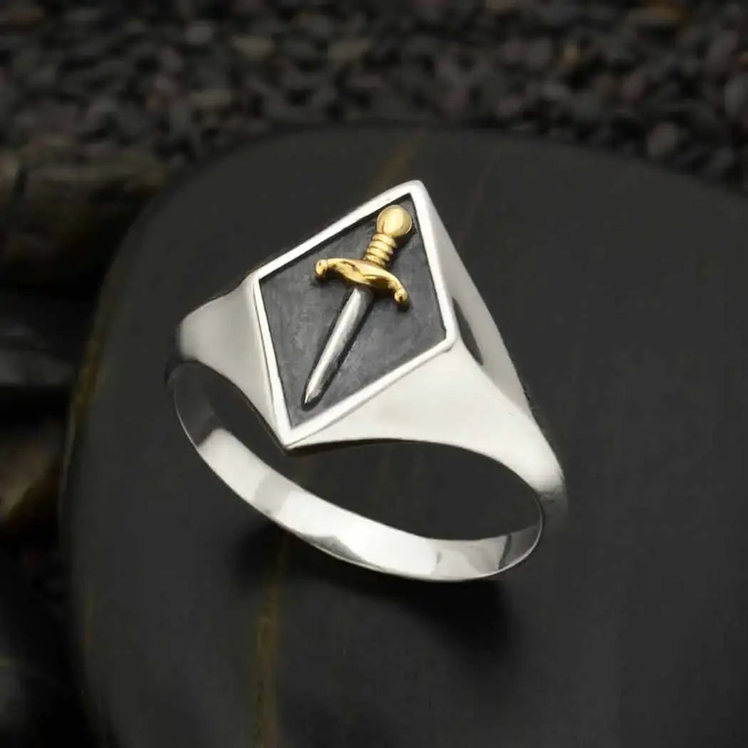 ring - sword signet - sterling silver by nina designs