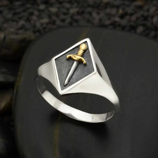 ring - sword signet - sterling silver by nina designs