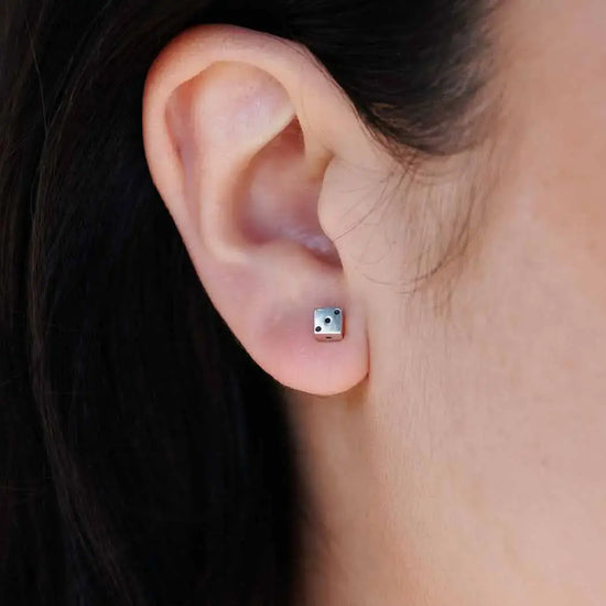earrings set - sterling tiny dice stud by nina designs