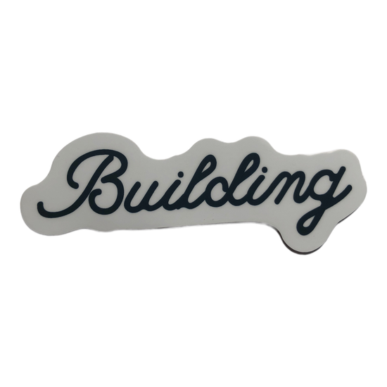 sticker - building - black script on white by stickers northwest