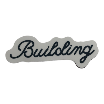 sticker - building - black script on white by stickers northwest