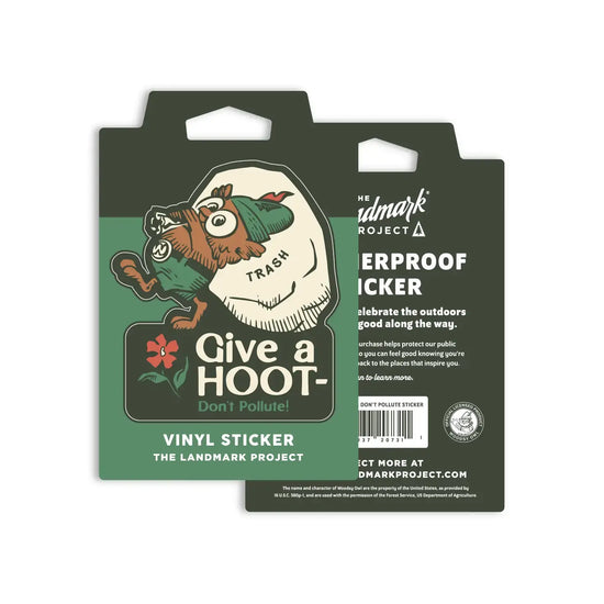 sticker - vinyl - give a hoot, don't pollute - woodsy owl by the landmark project