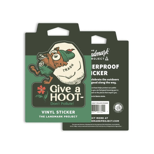 sticker - vinyl - give a hoot, don't pollute - woodsy owl by the landmark project