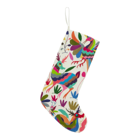 stocking - embroidered otomi - multi-color by nativa