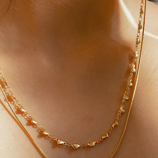 necklace - 2-strand string along hearts - 18kgp by peter and june