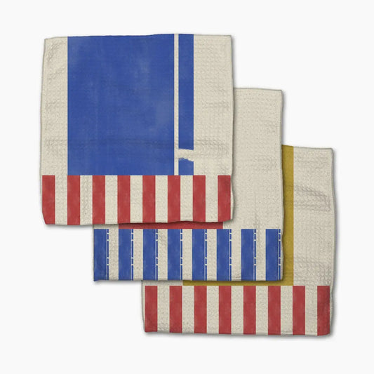 dishcloth set - microfiber - striped heart red/blue/yellow by geometry house