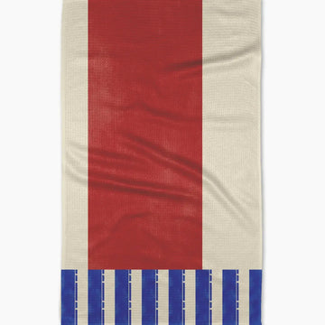 tea towel - microfiber - striped heart red by geometry house