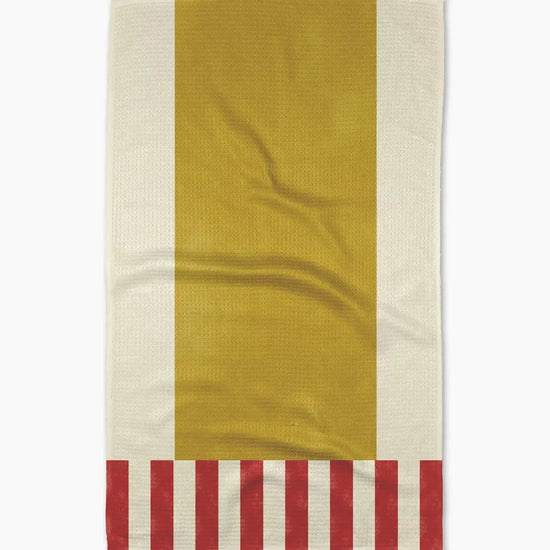 tea towel - microfiber - striped heart yellow by geometry house