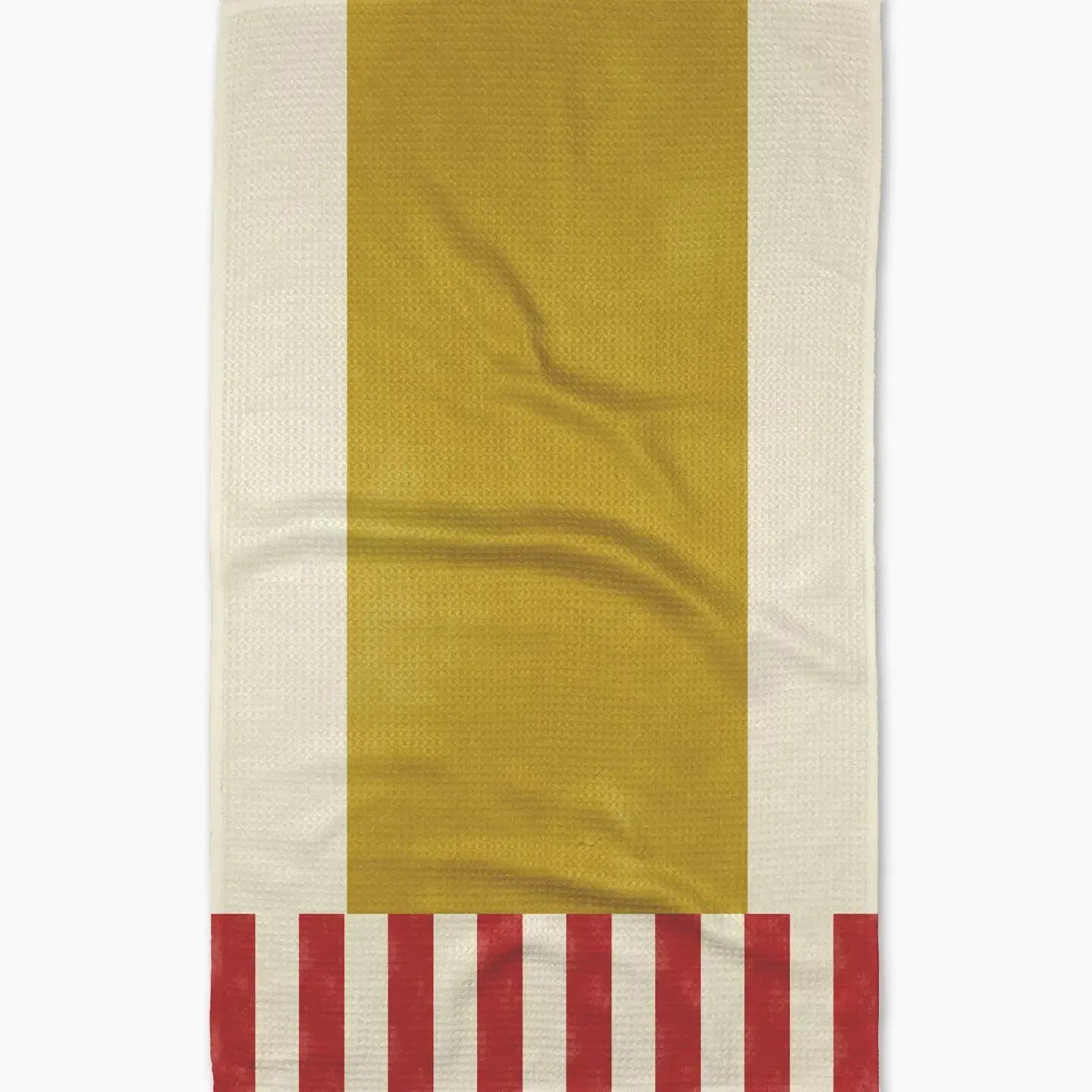tea towel - microfiber - striped heart yellow by geometry house