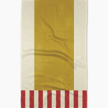 tea towel - microfiber - striped heart yellow by geometry house