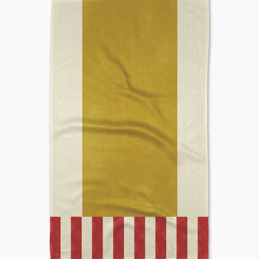 tea towel - microfiber - striped heart yellow by geometry house