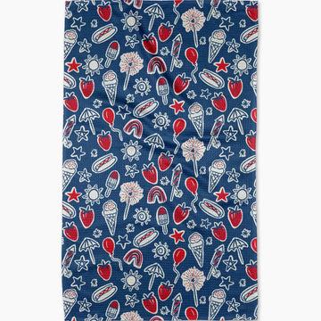 tea towel - microfiber - summer fun blue by geometry house