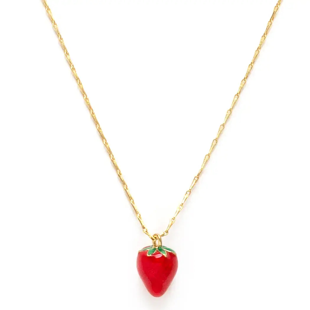 necklace - strawberry charm - 14k gold plate by amano studio