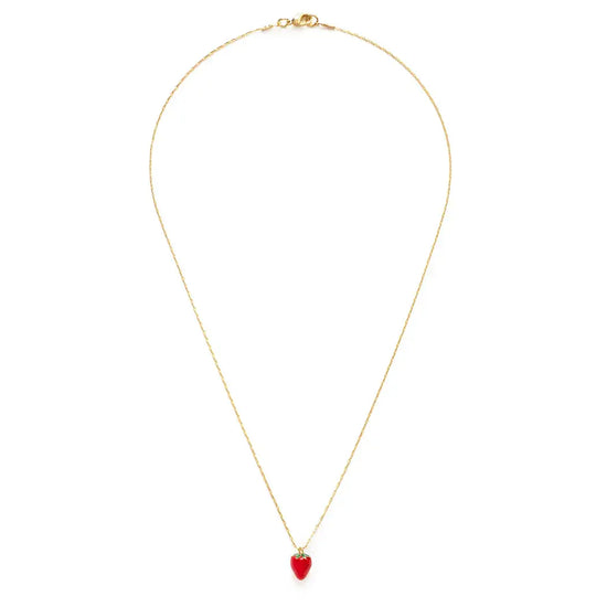 necklace - strawberry charm - 14k gold plate by amano studio