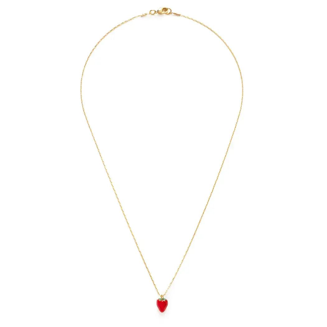 necklace - strawberry charm - 14k gold plate by amano studio