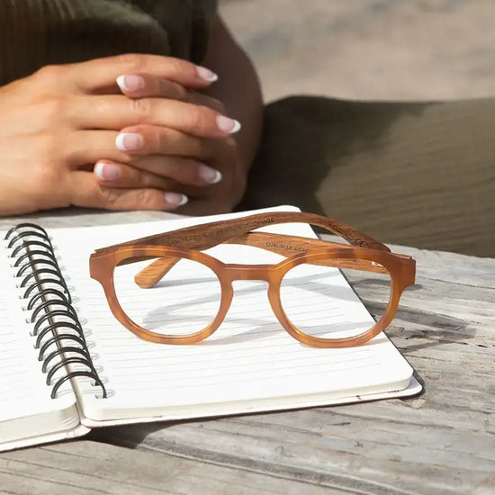readers - blue light - "sunset" - matte brown marble by blue planet eyewear