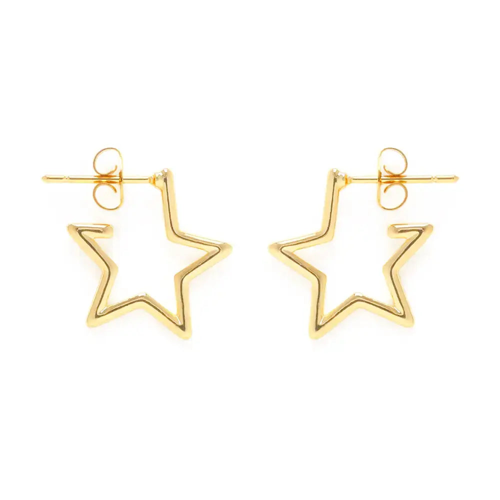 earrrings - star hoops - 14k gold plate by amano studio