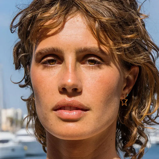 earrrings - star hoops - 14k gold plate by amano studio