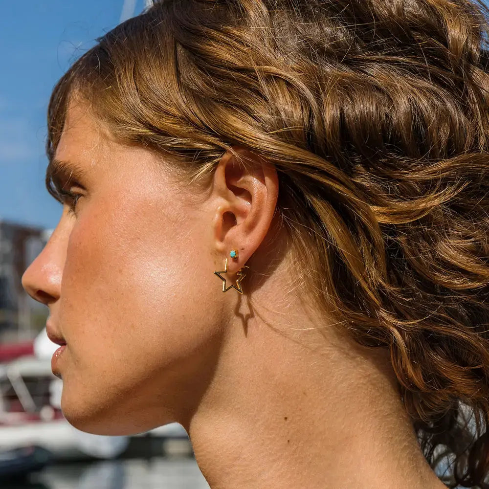 earrrings - star hoops - 14k gold plate by amano studio