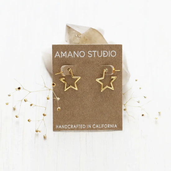 earrrings - star hoops - 14k gold plate by amano studio