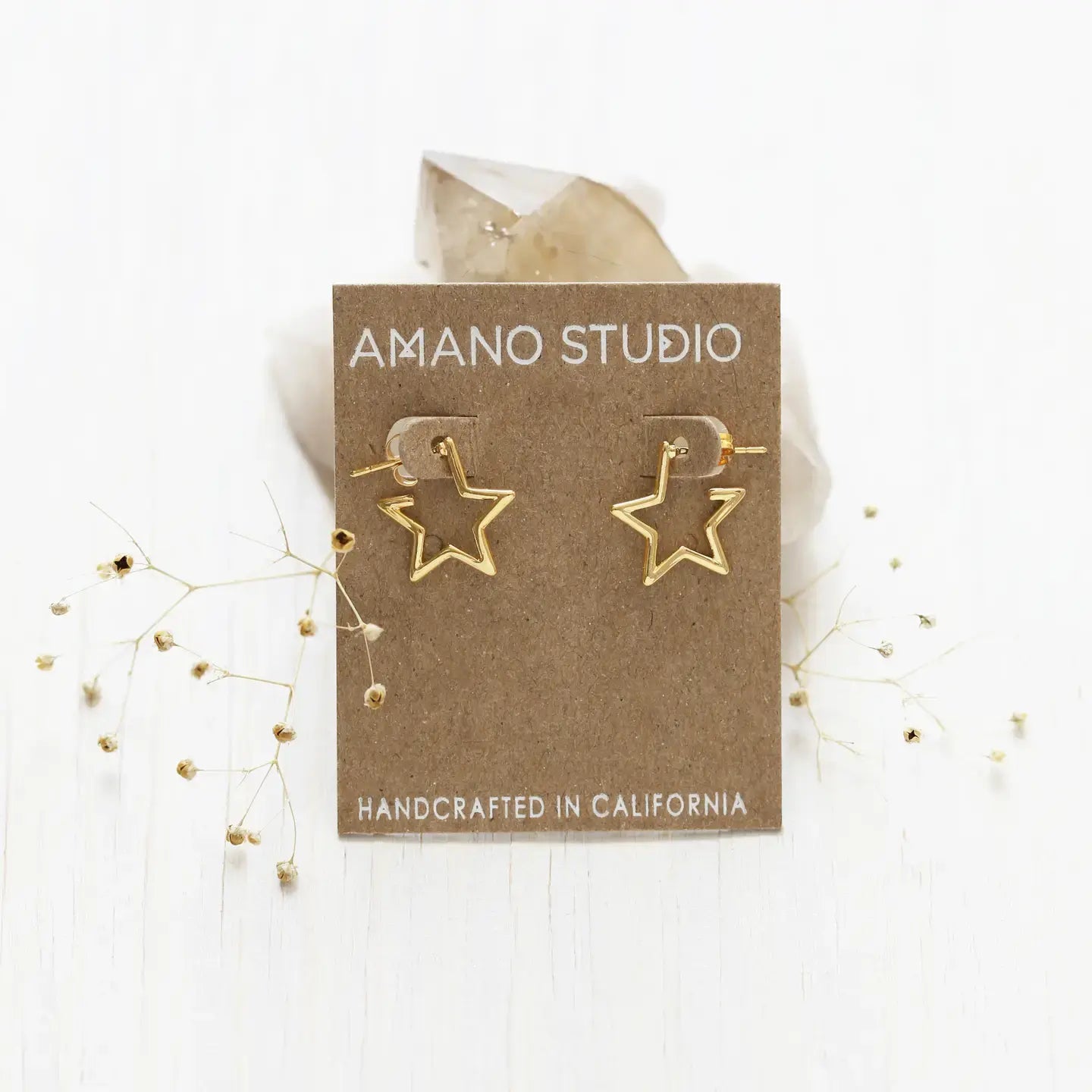 earrrings - star hoops - 14k gold plate by amano studio